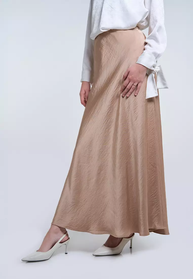 Rok Satin Bias Cut Champagne